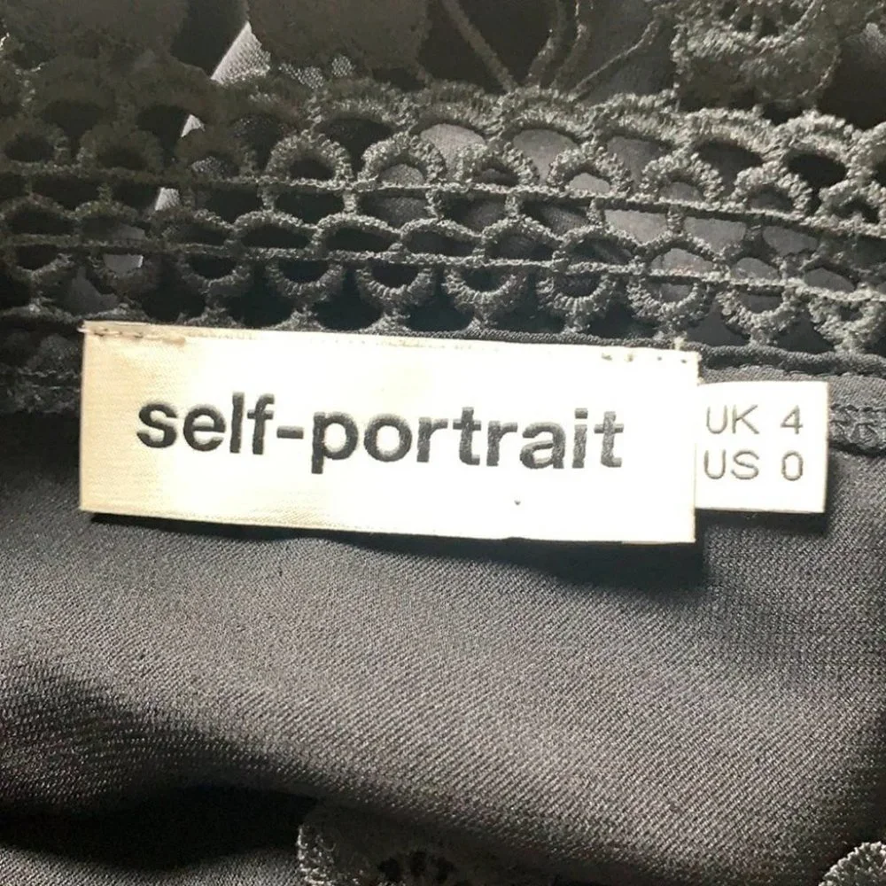 Self-Portrait Lace Off Shoulder Top in Black - Picture 6 of 7